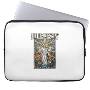 Han är Rizzin Vintage Påsk Glasfärgad Tröja De Laptop Fodral