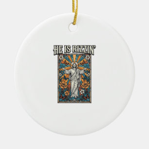 Han är Rizzin Vintage Påsk Glasfärgat T-shirt De Julgransprydnad Keramik