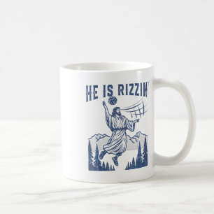 Han är Rizzin Volleybyll Jesus Glad Påsk Rolig C Kaffemugg