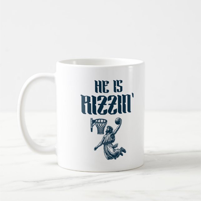 Han är Rizzins fina Jesus Basketball Memb Kaffemugg (Vänster)