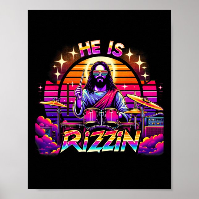 Han är Rizzins Glad påsk Day Funny Christian Nd Poster (Framsidan)
