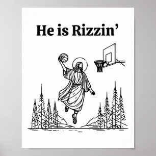 Han är Rizzins Jesus Christian Basketball Lycklig  Poster