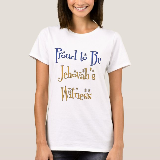 Han är stolt över Jehovas vittne T Shirt (Framsida)