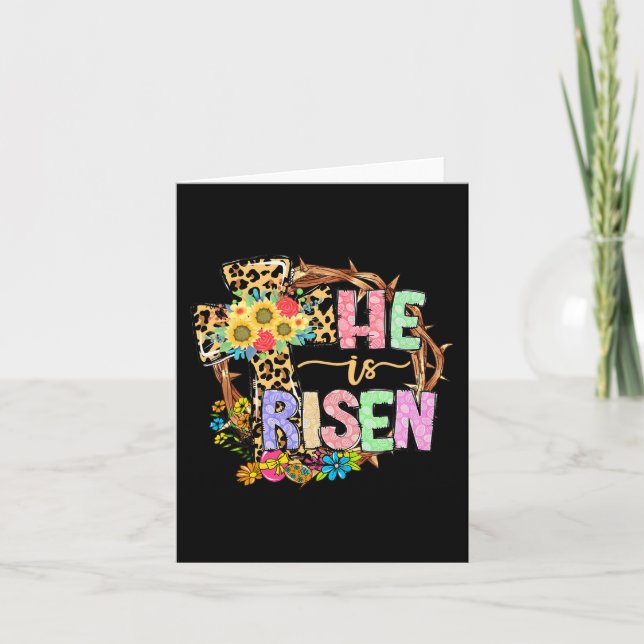 Han är uppkommen Blommigt Jesus Påsk Day Christian Kort (Framsida)