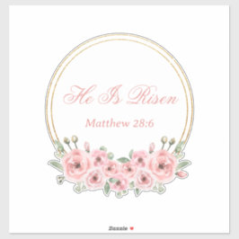 Han är uppkommen Rosa Blommigt Påsk Stickers Klistermärken