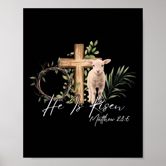 Han är upprest Får Lamb Kor Jesus Christian Easte Poster (Framsidan)