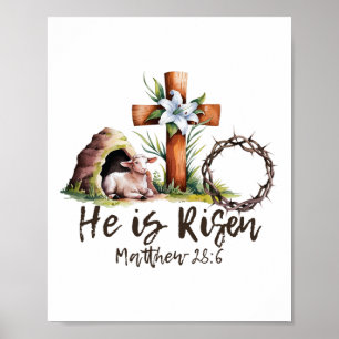 Han är upprest Får Lamb Kor Jesus Christian Easte Poster