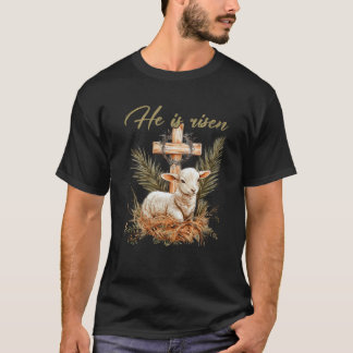 Han är upprest Får Lamb Kor Jesus Christian Easte T Shirt