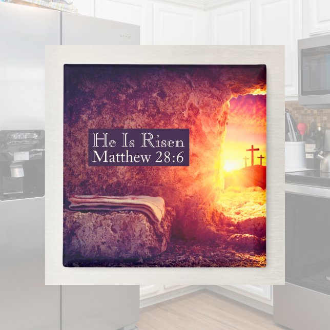 Han är upprest tre Kor tom Grav Påsk Magnet (He Is Risen Three Crosses Empty Tomb Easter Magnet
)