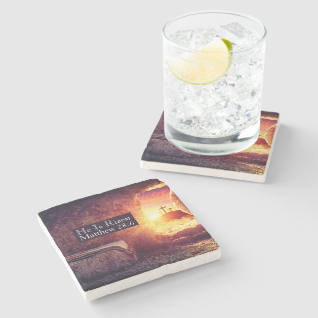 Han är upprest tre Kor tom Grav Påsk Stenunderlägg (Sidan)