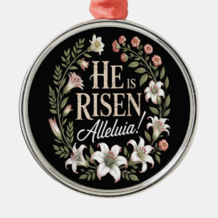 Han är uppstånden Alleluia Blommig Kristet Påsk Julgransprydnad Metall