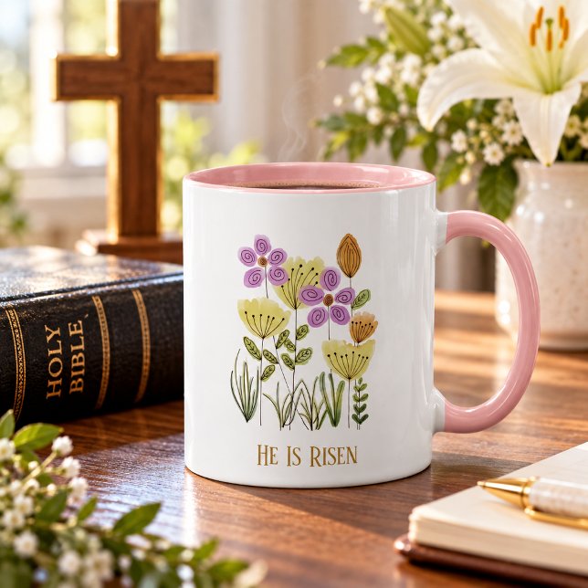 Han är Uppstånden Blommig Påsk Mugg (Skapare uppladdad)