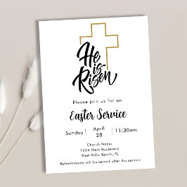 Han är Uppstånden Cross Art Church Påskgudstjänst Inbjudningar