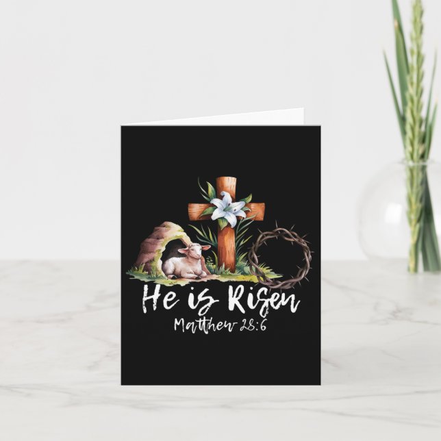 Han är Uppstånden Får Lamm Kors Jesus Kristna Påsk Kort (Framsida)