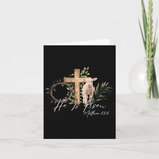 Han är Uppstånden Får Lamm Kors Jesus Kristna Påsk Kort (Framsida)