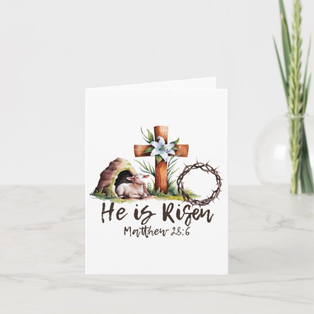 Han är Uppstånden Får Lamm Kors Jesus Kristna Påsk Kort (Framsida)