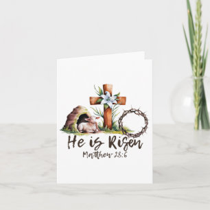 Han är Uppstånden Får Lamm Kors Jesus Kristna Påsk Kort