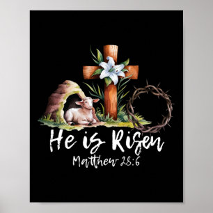 Han är Uppstånden Får Lamm Kors Jesus Kristna Påsk Poster