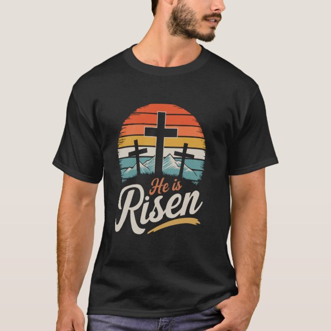 Han är uppstånden för kristen påsk t shirt (Framsida)