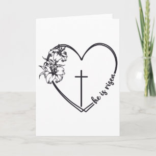 Han är Uppstånden Hjärtblomma Kors Bibel Kristna P Kort