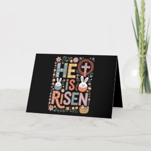 Han är Uppstånden Jesus Blommig Söt Påskhare Kanin Tack Kort