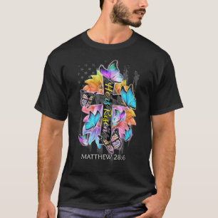 Han är uppstånden Jesus Kristi kors Fjäril Amerika T Shirt