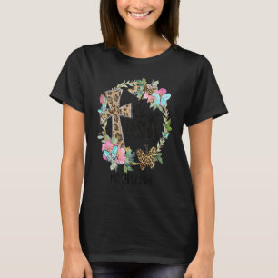 Han är Uppstånden Jesus Kristna Blommig Leopard Ko T Shirt