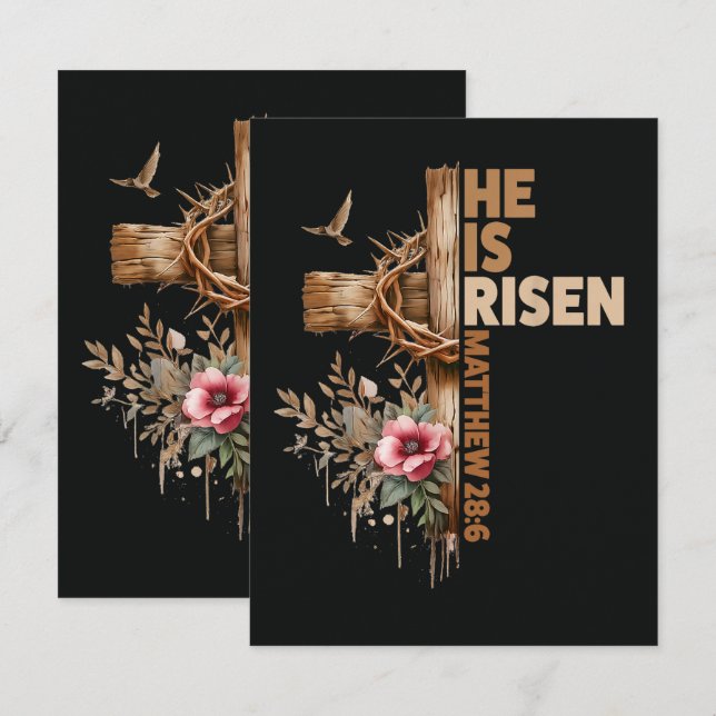 Han är Uppstånden Jesus Kristna Religiösa Påsk Meddelande (Fram/baksida)