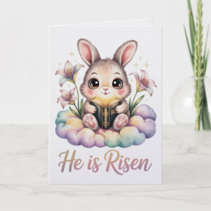 Han är Uppstånden Kawaii Kanin Påskkort Söt Krist Kort