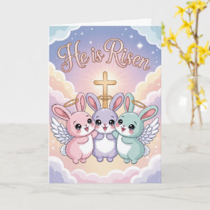 Han är Uppstånden Kawaii Påskkort Sött Religiöst Kort