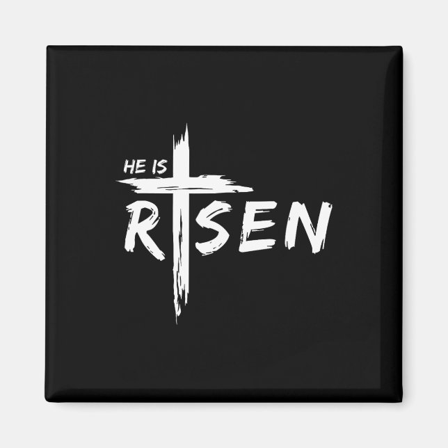 Han är Uppstånden Kors Jesus Religiös Påskdag Kris Magnet (Framsidan)