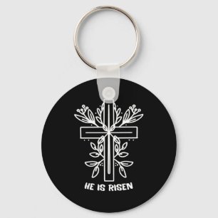 Han är Uppstånden Kors Jesus Religiös Påskdag Kris Nyckelring