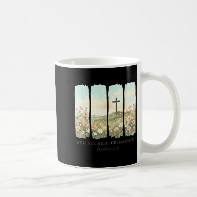 Han är uppstånden kristen vildblomma glad påsk kaffemugg (Höger)