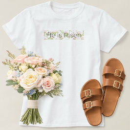 Han är uppstånden Kristet 3 kors Påsk Rosa Blommor T Shirt