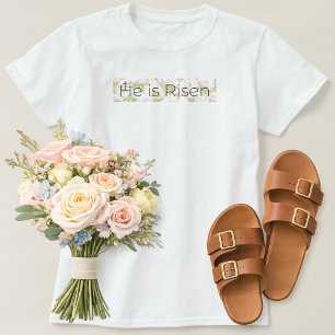 Han är uppstånden Kristet 3 kors Påsk Rosa Blommor T Shirt