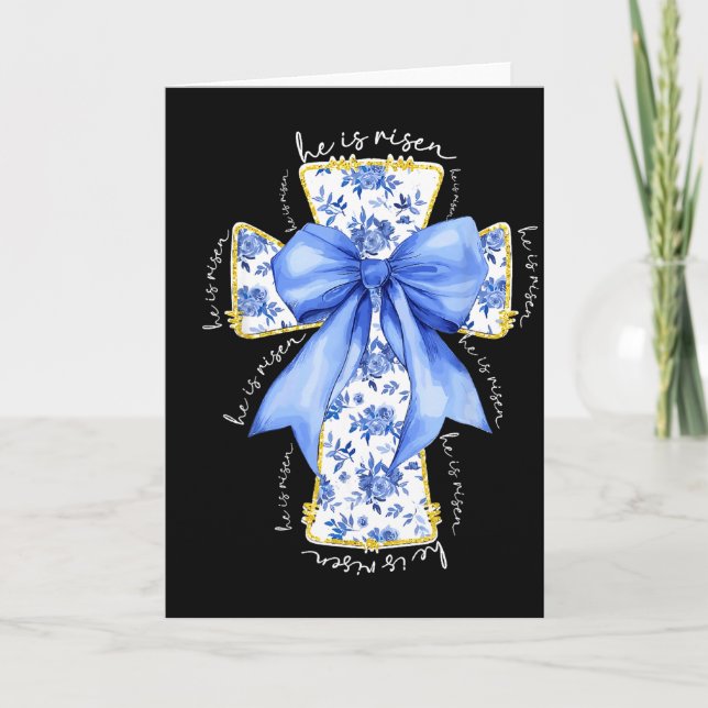 Han är uppstånden Kristet kors Jesus Bibelvers Gla Kort (Framsida)
