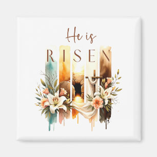 Han är Uppstånden Kristet Kors Jesus Bibelvers Glä Magnet