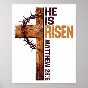 Han är Uppstånden Kristet Kors Jesus Bibelvers Glä Poster