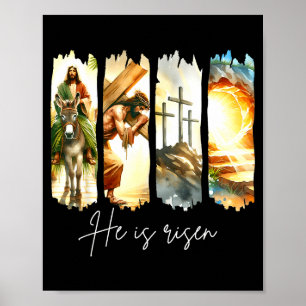 Han är uppstånden Kristet kors Jesus Bibelvers Glä Poster