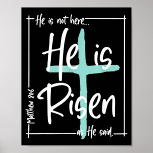Han är Uppstånden Kristet Kors Jesus Bibelvers Glä Poster