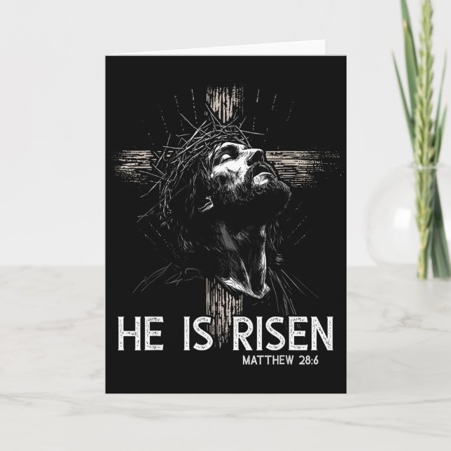 Han är uppstånden Kristet kors Jesus Bibelvers Pås Kort (Framsida)