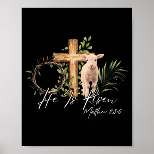 Han är uppstånden Kristet kors Jesus får Bibelvers Poster