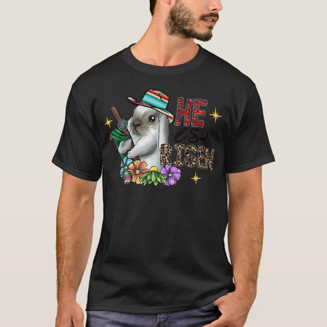 Han är Uppstånden Leopard Regnbåge Kristendomen Je T Shirt (Framsida)