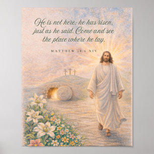 Han är uppstånden – Matteus 28:6 Bibelvers - Påsk Poster