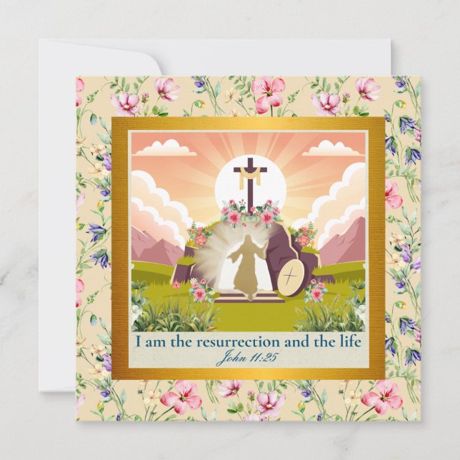 Han är Uppstånden och firande av Resurrection Sund Inbjudningar (Framsida)