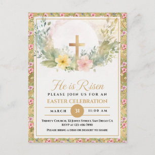 Han är Uppstånden Påsk Akvarell Blommor, Religiös Helg Vykort