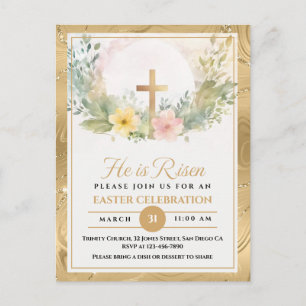 Han är uppstånden Påsk Aquarell Blommor, Religiös Helg Vykort