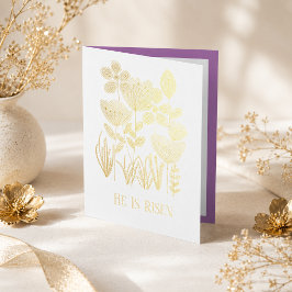 Han är uppstånden Påsk Elegant Guld Folie Folierat Kort