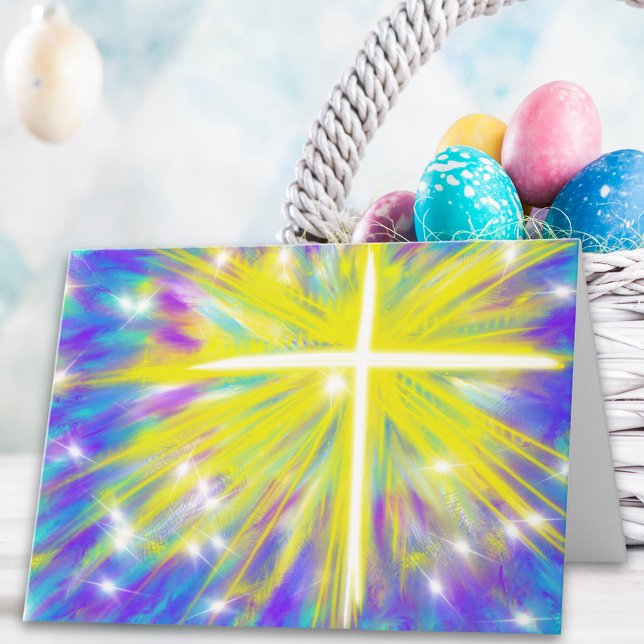 Han är Uppstånden Påsk Kristen Modern Konst Design Helgkort (Easter resurrection cross modern christian abstract art folded greetings card)