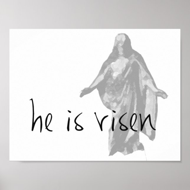 han är uppstånden påsk lds modern svart vit poster (Framsidan)